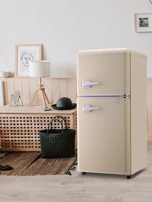 Alt view image 7 of 7 - 3.5Cu.Ft Compact Refrigerator Mini Fridge with Freezer, Small Refrigerator with 2 Door, 7 Level Thermostat Removable Shelves for Kitchen, Dorm, Apartment, Bar, Office, Cream