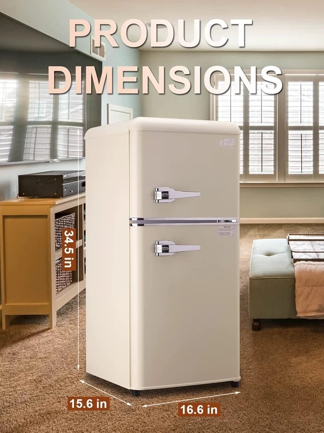 Alt view image 2 of 7 - 3.5Cu.Ft Compact Refrigerator Mini Fridge with Freezer, Small Refrigerator with 2 Door, 7 Level Thermostat Removable Shelves for Kitchen, Dorm, Apartment, Bar, Office, Cream