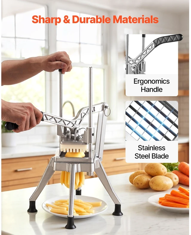 Alt view image 5 of 7 - French Fry Cutter, 1/2" Blade Commercial Vegetable Chopper, Lever-Action Vegetable Dicer with Ergonomic Handle, Stainless Steel Potato Slicer for Thick Cut Fries, Onion, Carrots, Bell Pepper