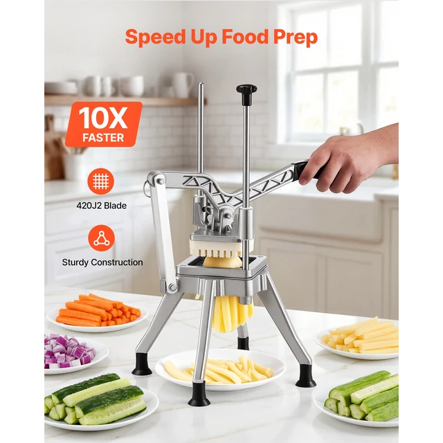 Alt view image 2 of 7 - French Fry Cutter, 1/2" Blade Commercial Vegetable Chopper, Lever-Action Vegetable Dicer with Ergonomic Handle, Stainless Steel Potato Slicer for Thick Cut Fries, Onion, Carrots, Bell Pepper