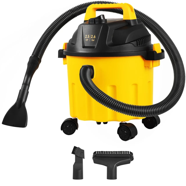 Alt view image 3 of 7 - Wet Dry Vac, 2.6 Gallon, 2.5 Peak HP, 3 in 1 Shop Vacuum with Blowing Function, Portable with Attachments to Clean Floor, Upholstery, Gap, Car, ETL Listed, Yellow