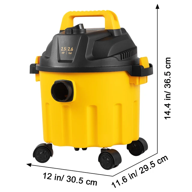Alt view image 5 of 7 - Wet Dry Vac, 2.6 Gallon, 2.5 Peak HP, 3 in 1 Shop Vacuum with Blowing Function, Portable with Attachments to Clean Floor, Upholstery, Gap, Car, ETL Listed, Yellow