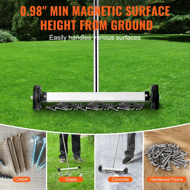 Alt view image 3 of 7 - Magnetic Sweeper with Wheels 15inch Mini 8 lbs Capacity Adjustable Handle
