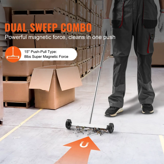 Alt view image 7 of 7 - Magnetic Sweeper with Wheels 15inch Mini 8 lbs Capacity Adjustable Handle