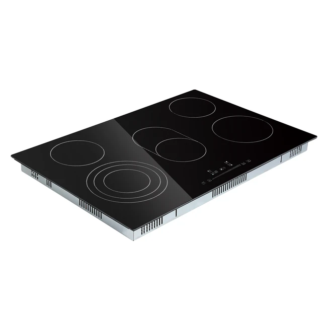 Alt view image 6 of 7 - Built in Electric Stove Top, 30.3 x 20.5 inch 5 Burners, 240V Glass Radiant Cooktop with Sensor Touch Control, Timer & Child Lock Included, 9 Power Levels for Simmer Steam Slow Cook Fry