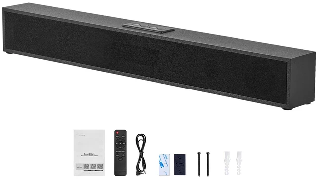 Main image of Sound Bar for Smart TV, 2.0 Channel, 24-Inch Compact Soundbar TV Speakers for Projector, Bluetooth AUX Connection, Remote Control, Easy Setup, 80W Surround Sound System for PC Home Theater Audio
