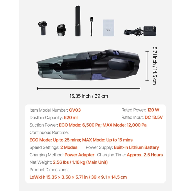 Alt view image 2 of 7 - Handheld Vacuum, Portable Vacuum Cleaner Cordless with HEPA Filter and Brushes, Lightweight Hand Held Cleaner with Powerful Suction, for Car, Home, Office, Pet Hair