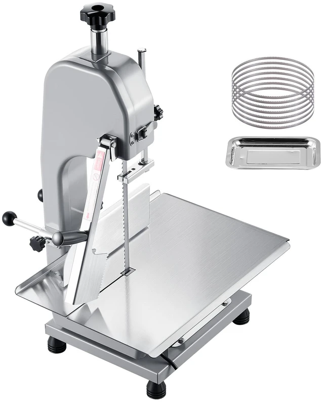 Main image of Commercial Electric Meat Bandsaw, 1500W Bone Sawing Machine with 12.4" x 18.1" Workbench, 0-4.3" Cutting Thickness, 7 Extra Replacement Blades, for Cutting Bone, Frozen Meat, Pork, Beef & Ribs