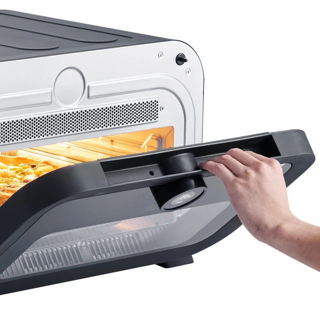 Alt view image 6 of 7 - Pizza Oven, 8 Presets Electric Pizza Ovens Air Fry Combo, 12-Inch Indoor Pizza Maker Smart Knob Control , 750°F Max Temp, IPX4 Waterproof Countertop Pizza Cooker w/Pizza Stone,Fry Basket