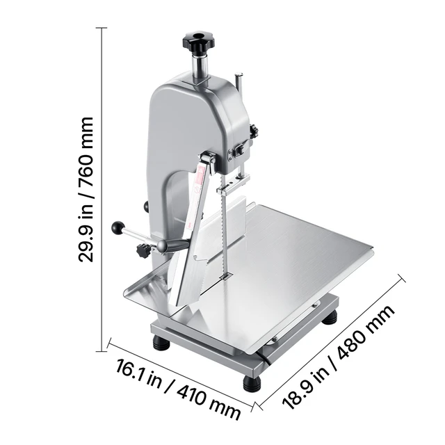 Alt view image 3 of 7 - Commercial Electric Meat Bandsaw, 1500W Bone Sawing Machine with 12.4" x 18.1" Workbench, 0-4.3" Cutting Thickness, 7 Extra Replacement Blades, for Cutting Bone, Frozen Meat, Pork, Beef & Ribs