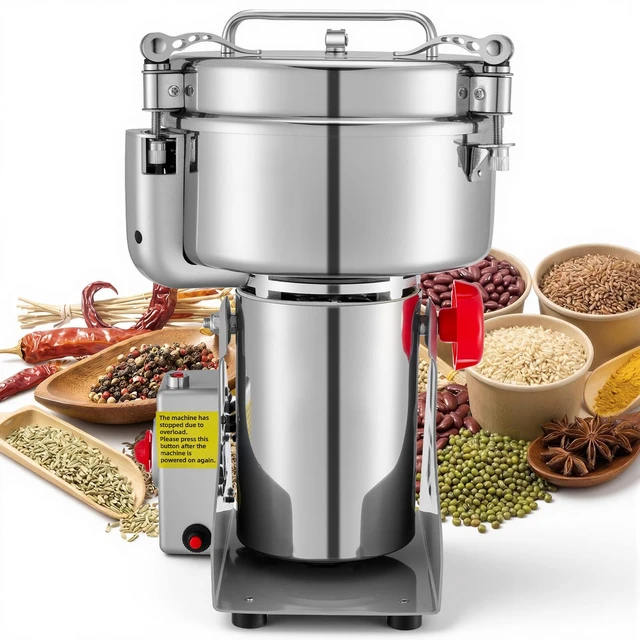Main image of 2000g Electric Grain Mill Grinder, 3400W 32000RPM High Speed Spice Corn Dry Grinding Machine, Stainless Steel Pulverizer Powder Machine for Dried Grains Coffee Beans Spices Nuts (270° Swing Type)