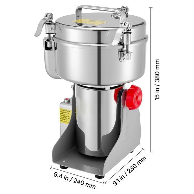 Alt view image 2 of 7 - 2000g Electric Grain Mill Grinder, 3400W 32000RPM High Speed Spice Corn Dry Grinding Machine, Stainless Steel Pulverizer Powder Machine for Dried Grains Coffee Beans Spices Nuts (270° Swing Type)