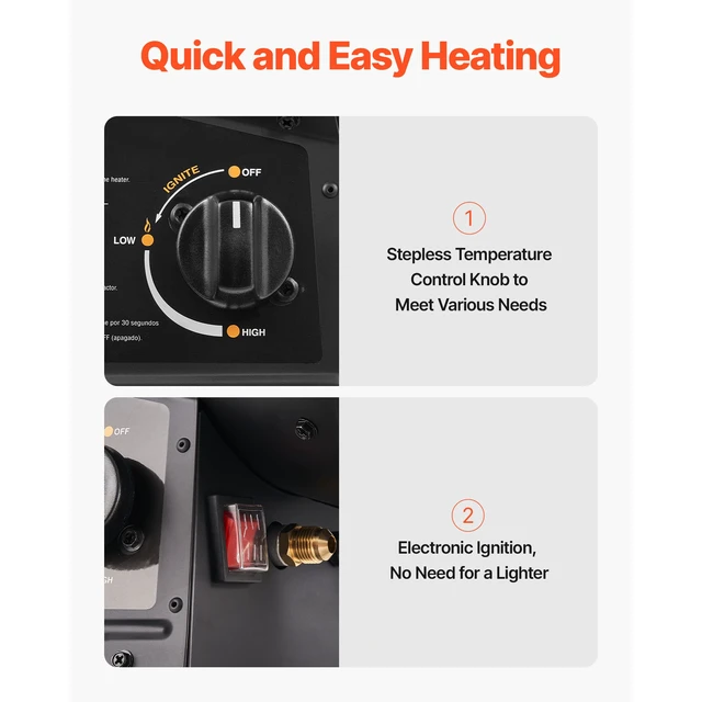 Alt view image 7 of 7 - Propane Heater, 125000BTU Forced Air Propane Heater with Stepless Temp Settings & security Protection, Portable Garage/Shop Barrel Heater for Garages, Job Sites,Indoor/Outdoor