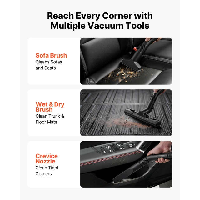 Alt view image 4 of 7 - 3-in-1 Shop Vac, 8 Gallon Wet Dry Shop Vacuum, 4.5 Peak HP Portable Vacuum Cleaner with Blower, Dual-Filter, 1350W Input Power, 1.25in x 7ft Hose, 9.8ft Cord for Jobsite, Workshop, Garage, Home