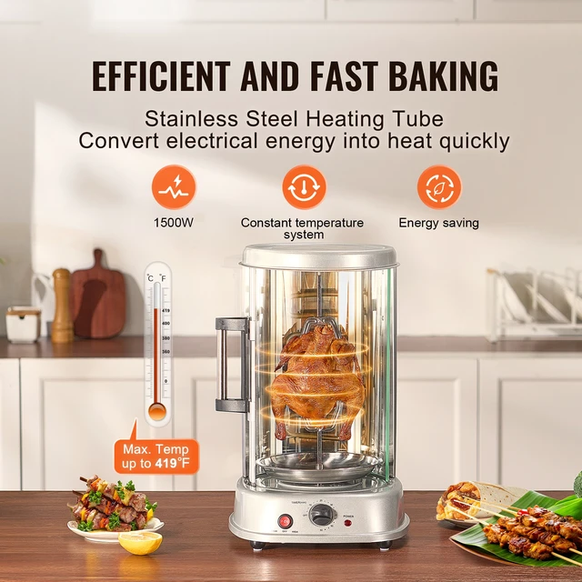 Alt view image 2 of 7 - Shawarma Grill Machine, Vertical Chicken Shawarma Cooker Machine Countertop, Electric Stainless Steel Broiler Gyro Rotisserie Oven Doner Kebab Machine, for Home Restaurant Kitchen Parties