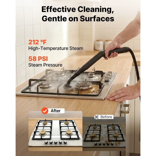 Alt view image 5 of 7 - Steam Cleaner, 51 oz Tank, Steamer for Cleaning with 19 Accessories, Extended Power Cord and Hose, Portable Handle, Fast Heating, Powerful Canister Steam Cleaner for Home, Car Detailing, Floors