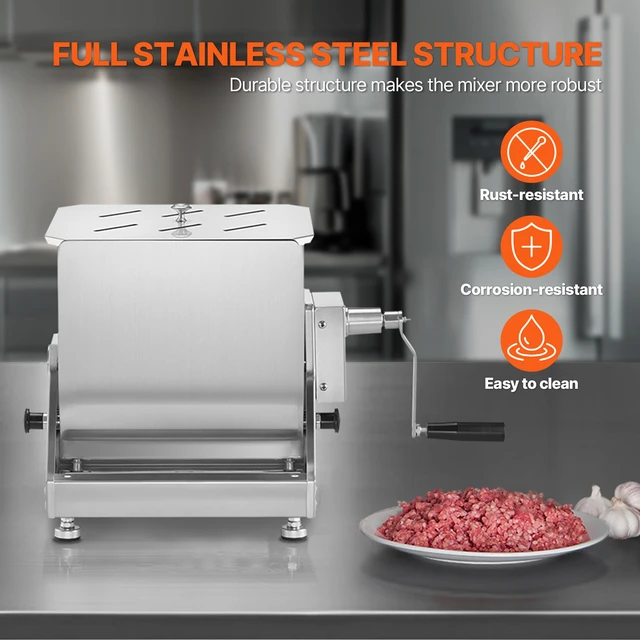 Alt view image 5 of 7 - Manual Meat Mixer, 40L Tilt Tank Meat Processing Equipment(Mixing Max 40L for Meat), Stainless Steel Meat Mixer, Sausage Mixer Machine with Lid Handle Gear Reducer, Ground Beef Hand Mixer