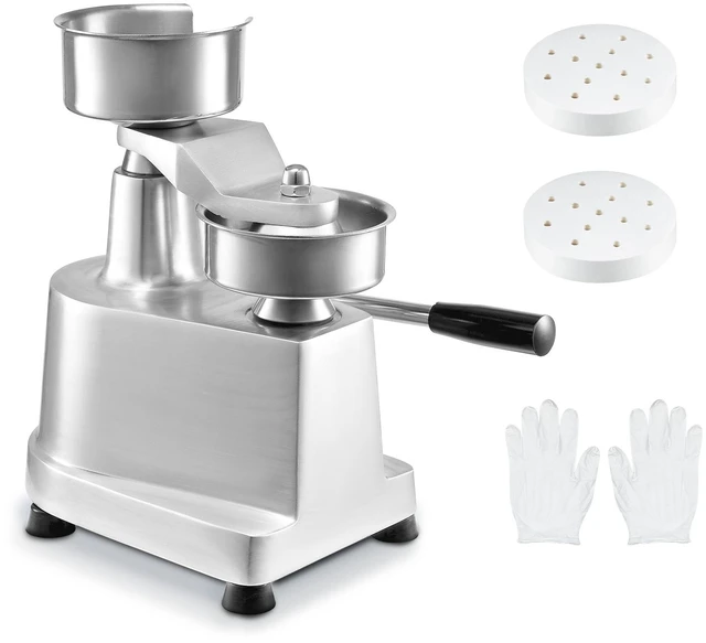 Main image of Commercial Burger Patty Maker, 130mm/5inch Hamburger Beef Patty Maker, Heavy Duty Food-Grade Stainless Steel Bowl Burger Press Machine, Kitchen Meat Forming Processor with 1000 Pcs Patty Papers