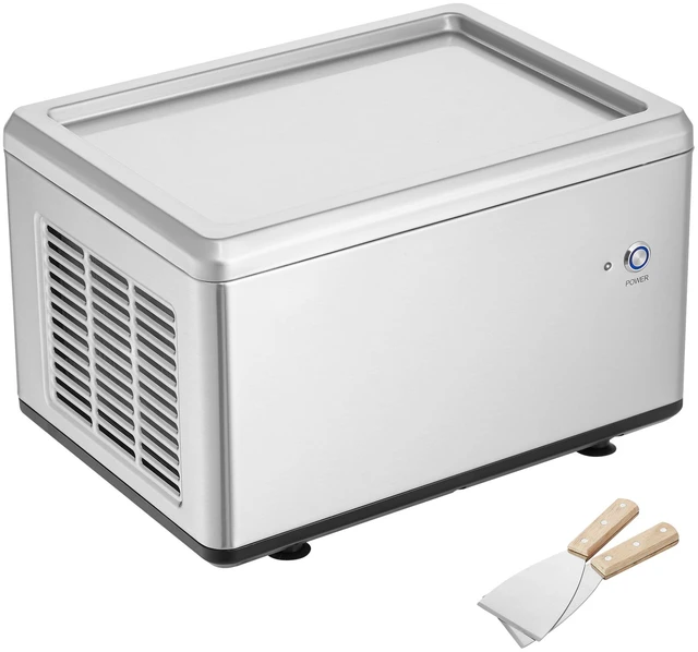 Main image of Fried Ice Cream Roll Machine, 12.6" x 8.5" Stir-Fried Ice Cream Pan, Stainless Steel Rolled Ice Cream Maker with Compressor and 2 Scrapers, for Making Ice Cream, Frozen Yogurt, Ice Cream Rolls