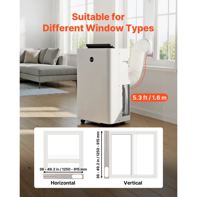 Alt view image 3 of 7 - Portable Air Conditioner, 12000 BTU ASHRAE (8150 BTU SACC) 4-in-1 Standing Cooling Ac Unit, LED Touch Panel & Remote Control, 24h Timer, Cooling, Dehumidifier, Fan, Sleep Mode for Room Indoor