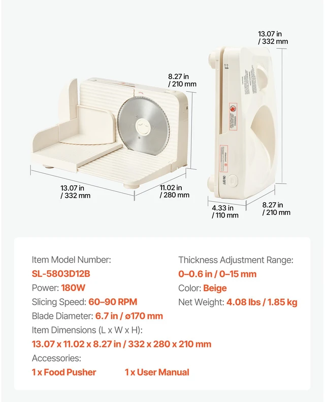 Alt view image 7 of 7 - Meat Slicer, 6.7" Foldable Electric Cutter with Dual Security Lock, 0-0.59" Adjustable Thickness, Easy to Clean, 180W Home Food-Slicer for Frozen Meat, Ham, Baguett, Steak