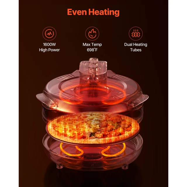 Alt view image 3 of 7 - Pizza Oven, 14 in Electric Pizza Maker, 1600W Electric Pizzas Cooker with Cordierite Stone, 5-Mode Temperature Control, Viewing Window for Precise Cooking, Heats up to 698 F, for Home Kitchen
