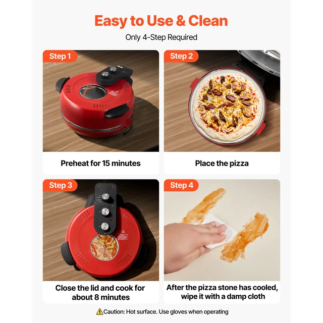 Alt view image 6 of 7 - Pizza Oven, 14 in Electric Pizza Maker, 1600W Electric Pizzas Cooker with Cordierite Stone, 5-Mode Temperature Control, Viewing Window for Precise Cooking, Heats up to 698 F, for Home Kitchen