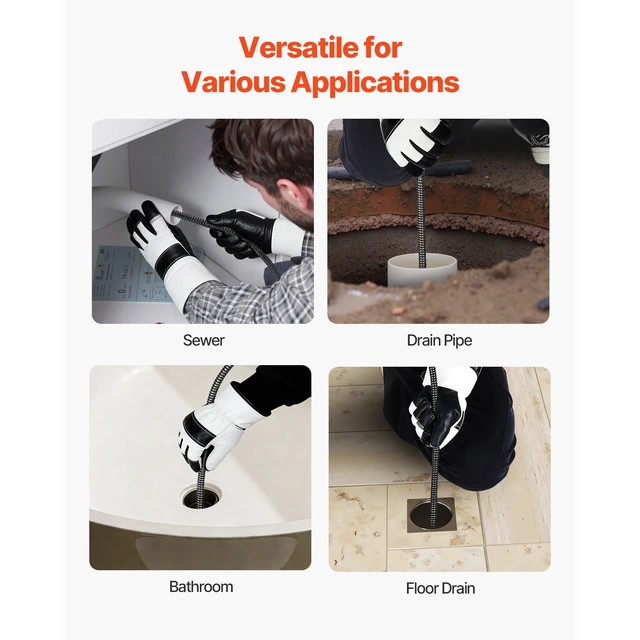 Alt view image 6 of 7 - Drain Cleaner Machine 75 FT x 1/2 Inch, Auto Feed Sewer Snake Auger on Wheels, Portable Drain Cleaning Machine with 4 Cutters & Air-activated Foot Switch for 2" to 6" Pipes