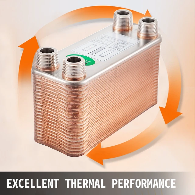 Alt view image 2 of 7 - Heat Exchanger 3\"x7.5\" 40 Plates Brazed Plate Heat Exchanger 316L 3/4\" MPT Heat Exchanger B3-12A Beer Wort Chiller for Hydronic Heating