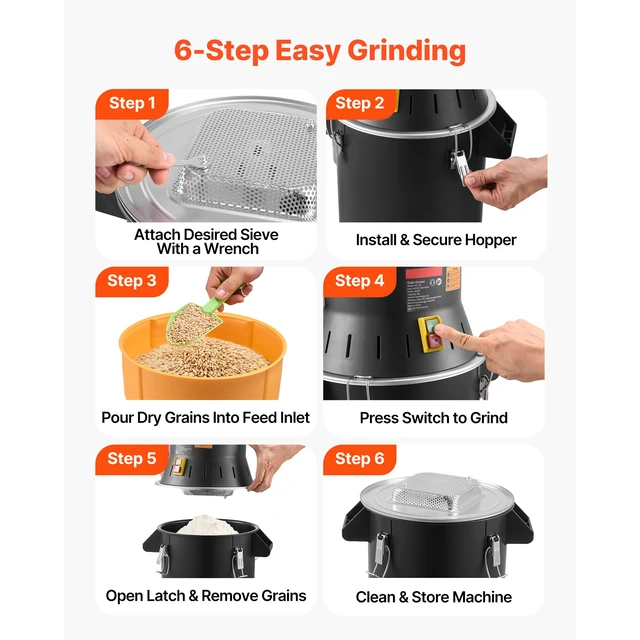 Alt view image 5 of 7 - Electric Grain Mill Grinder, 600W High Power Commercial Spice Grinder, 6.6 Gal Pulverizer Powder Machine with Galvanized Sharp Blades, for Dry Grains, Spices, Cereals, Coffee, Corn & Pepper