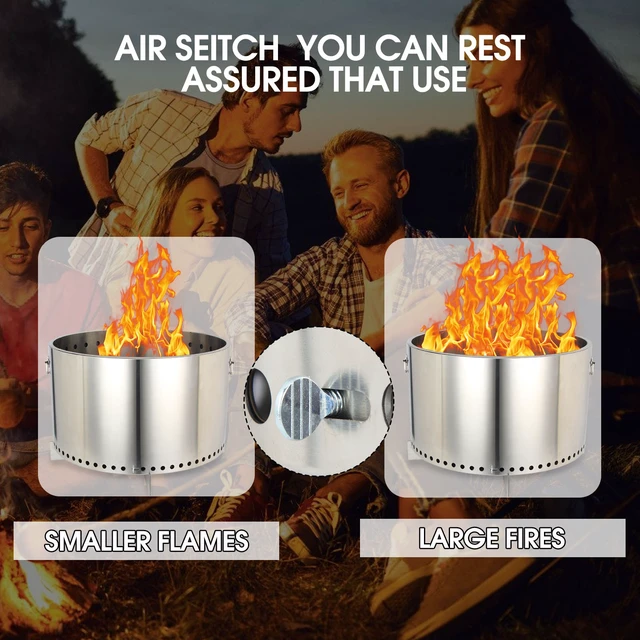 Alt view image 3 of 5 - 27-inch smokeless stove with a handle, a cross base, a fire-gathering plate and a storage bag