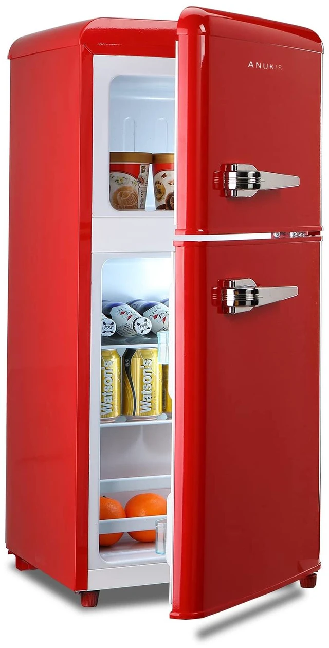 Main image of 3.5Cu.Ft Compact Refrigerator Mini Fridge with Freezer, Small Refrigerator with 2 Door, 7 Level Thermostat Removable Shelves for Kitchen, Dorm, Apartment, Bar, Office, Red