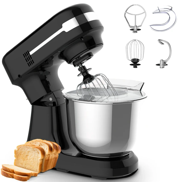 Alt view image 7 of 7 - Plum Chef 5.5QT Electric Stand Mixer, 12-Speed Tilt-Head Food Mixer, Dough Mixer with Dishwasher Safe Stainless Steel Bowl, Dough Hook, Flat Beater, Whisk, Splash Guard, Black