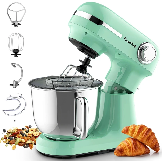 Main image of 5.5QT/4.5QT Dual Bowls Electric Stand Mixer, 12-Speed Tilt-Head Food Mixer, 350W Dough Mixer with Dishwasher Safe Stainless Steel Bowls, Dough Hook, Flat Beater, Whisk, Splash Guard, Mint Green