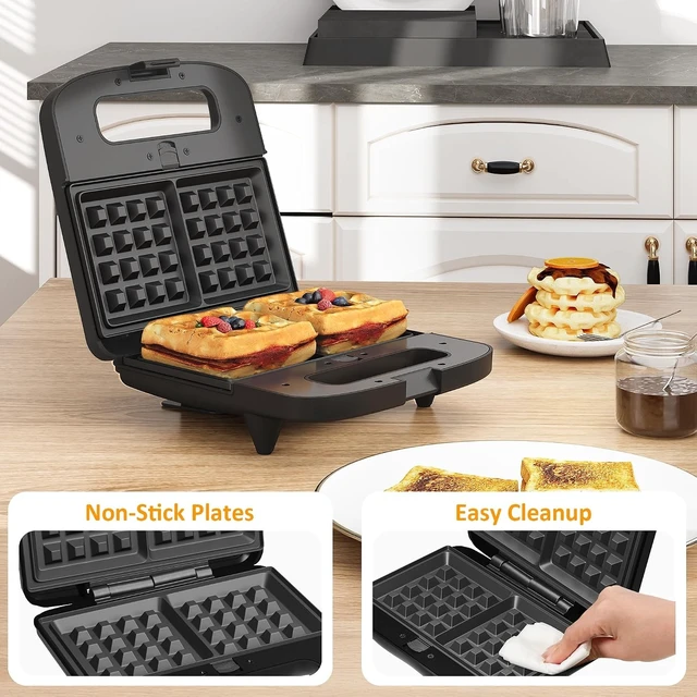 Alt view image 5 of 7 - 3 in 1 Electric Sandwich Maker with Removable Nonstick Plates - 800W,Black