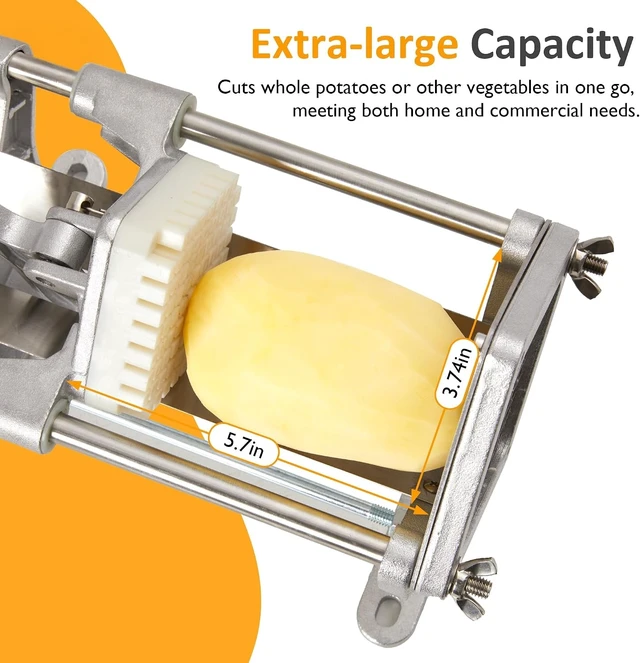 Alt view image 4 of 7 - Commercial French Fry Cutter, Heavy Duty Potato Slicer with 3 Replaceable blades (1/2, 3/8 Inch, 6-wedge Slicer), Professional Fries Cutter for Restaurant & Home Kitchen, Stainless Steel