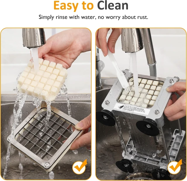 Alt view image 3 of 7 - French Fry Cutter Stainless Steel Potato Slicer : with 2 Replaceable blades (1/2 & 3/8 Inch), Professional Fries Cutter for Potatoes, Carrots, Cucumber, Onion, Yam