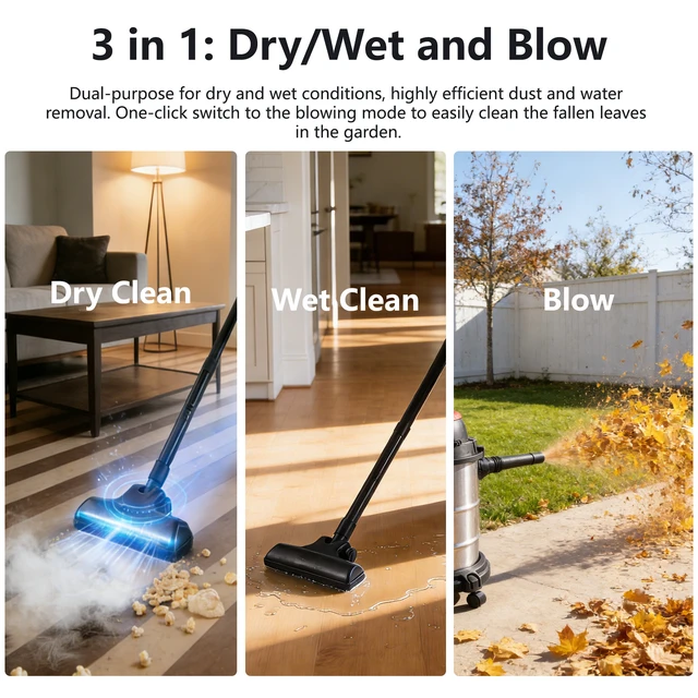 Alt view image 7 of 7 - Wet Dry Vac, 8 Gallon, 6 Peak HP, 3 in 1 Shop Vacuum with Blowing Function, Wet/Dry Vacuum to Clean Floor, Upholstery, Gap, Car, Black