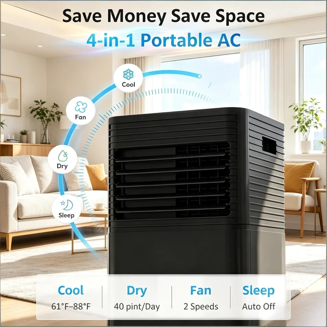 Alt view image 3 of 7 - Modern Air Conditioner,Mobile Air Conditioner with wheels,Home Air Conditioner