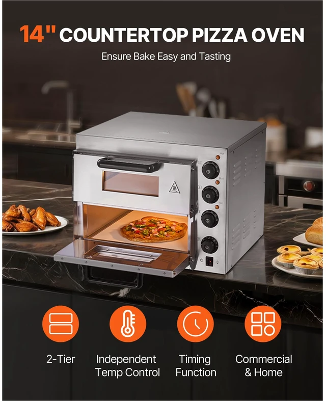 Alt view image 4 of 7 - Commercial Countertop Pizza Oven Electric Pizza Oven for 14" Pizza Indoor