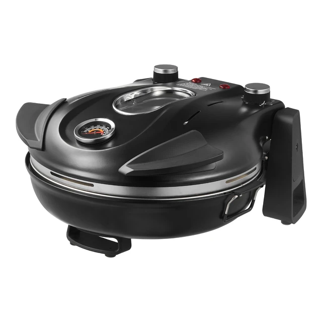 Alt view image 4 of 7 - Pizza Oven, 12 in Electric Pizza Maker, 1200W Electric Pizzas Cooker with Cordierite Stone, 5-Mode Temperature Control, Viewing Window for Precise Cooking, Heats up to 788 F, for Home (Black)
