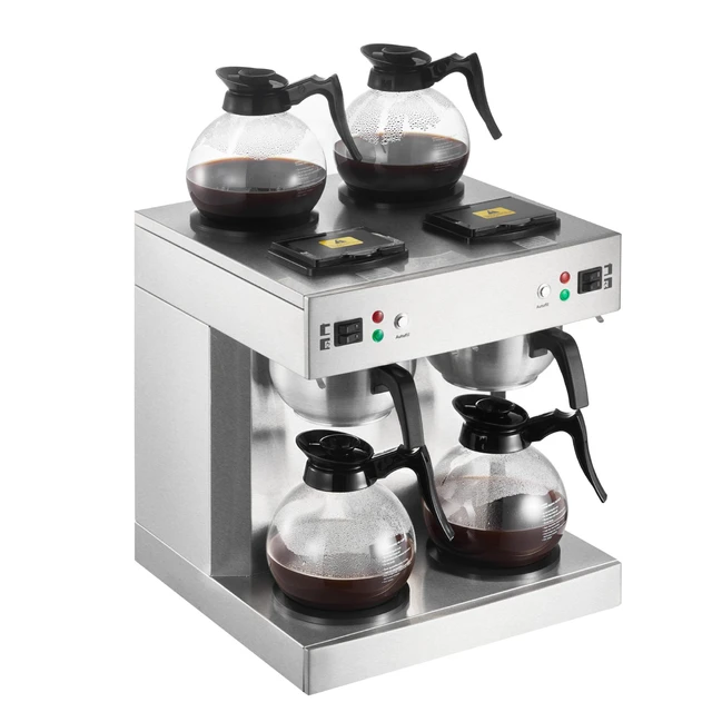 Alt view image 5 of 7 - Commercial Drip Coffee Maker, 24 Cups Coffee-Maker Machine with 4 Glass Carafes and 4 Decanter Warmer Plates, Stainless Steel Dual-Head Coffee Brewer, for Restaurant, Office, Coffee Shop & Home