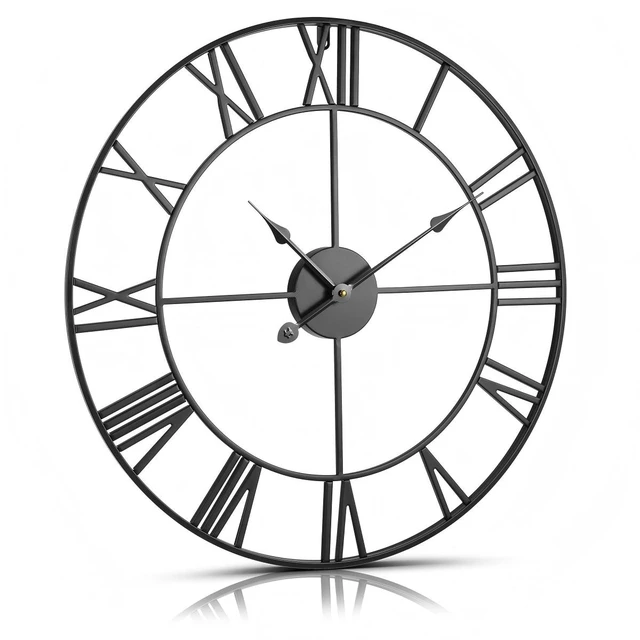 Alt view image 2 of 6 - Wall Clock Alarm Clock 24 in Roman Numerals Battery Operated Silent Clocks for Living Room