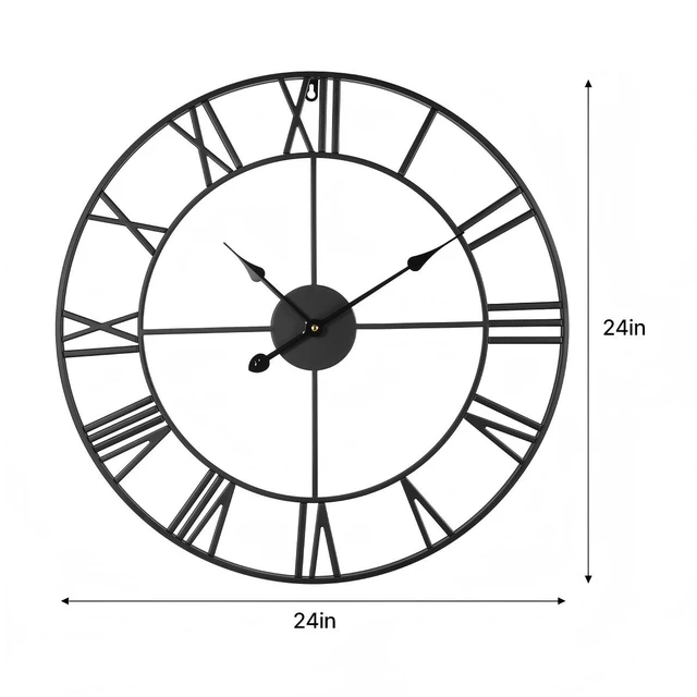 Alt view image 3 of 6 - Wall Clock Alarm Clock 24 in Roman Numerals Battery Operated Silent Clocks for Living Room