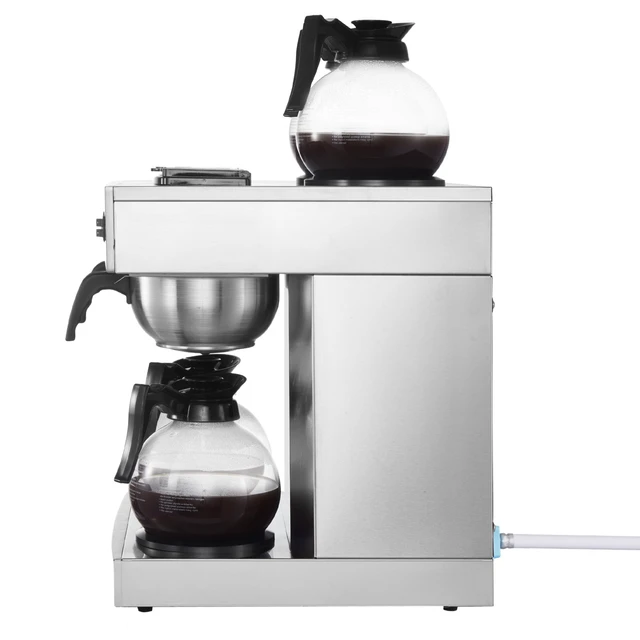 Alt view image 6 of 7 - Commercial Drip Coffee Maker, 24 Cups Coffee-Maker Machine with 4 Glass Carafes and 4 Decanter Warmer Plates, Stainless Steel Dual-Head Coffee Brewer, for Restaurant, Office, Coffee Shop & Home