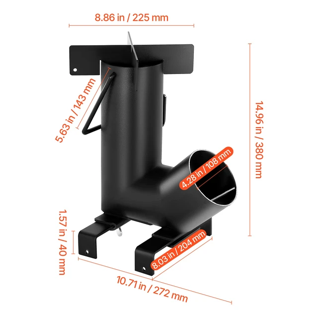 Alt view image 7 of 7 - Camping Rocket Stove, Wood Burning Portable Rocket Stove with Carrying Bag for Backpacking, Carbon Steel, Burn Wood, Twigs or Sticks for Outdoor Cooking, Backyard, Camp Cooking, Heating, Black