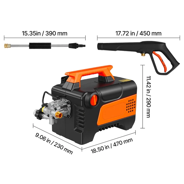 Alt view image 2 of 7 - Electric Pressure Washer, 1958 Max PSI 2.5 Max GPM, Portable Power Washer with 4 Nozzles, Metal Extension Wand, Commercial-Grade 5-Piston Plunger Pump, High Pressure for Cars,Driveways,Patios
