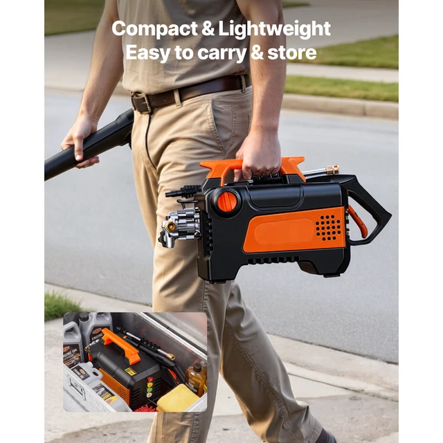Alt view image 6 of 7 - Electric Pressure Washer, 1958 Max PSI 2.5 Max GPM, Portable Power Washer with 4 Nozzles, Metal Extension Wand, Commercial-Grade 5-Piston Plunger Pump, High Pressure for Cars,Driveways,Patios