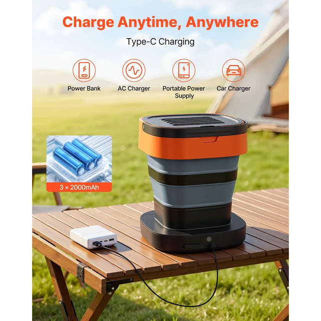 Alt view image 4 of 7 - Portable Cordless Pressure Washer with 2.64 Gal Tank, Foldable Power Washer 109 Max PSI, 3 Nozzles, Magnetic Sponge Brush & Soft Bristle Brush,78.7 in Hose, for Bike Cleaning, Patio, Camping