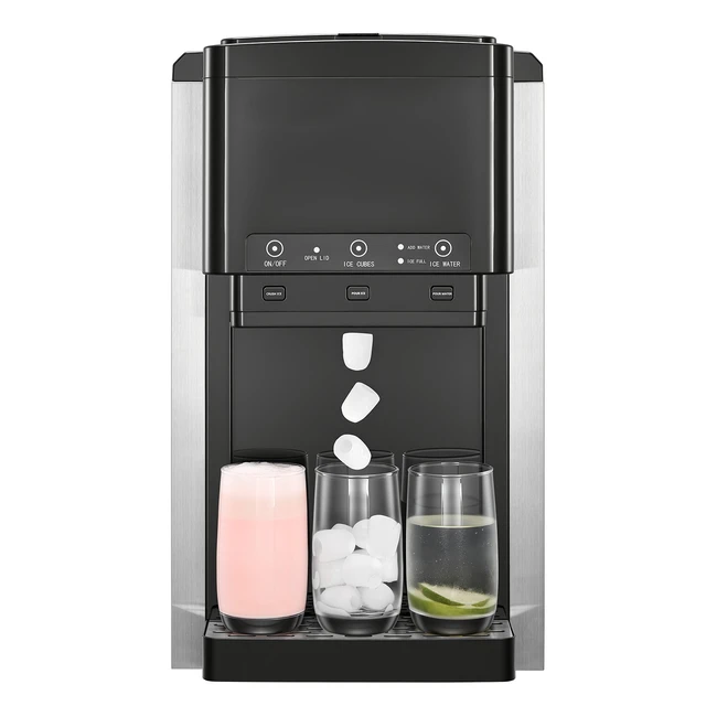 Alt view image 2 of 7 - Water Dispenser with Ice Maker, 3-in-1 Countertop Water Dispenser, 35 LBS/24H, 12 Cubes/7 Min Fast Ice Making with 4 LBS Storage, Bullet/Crushed Ices & Cold-Water, for Home, Kitchen, Party